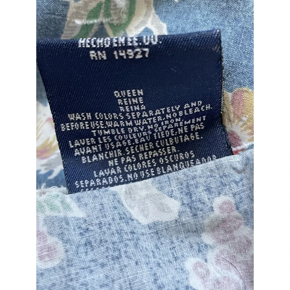 Vintage Ralph Lauren Jardin Queen Flat Sheet & 2 Standard Pillowcases FLAWED